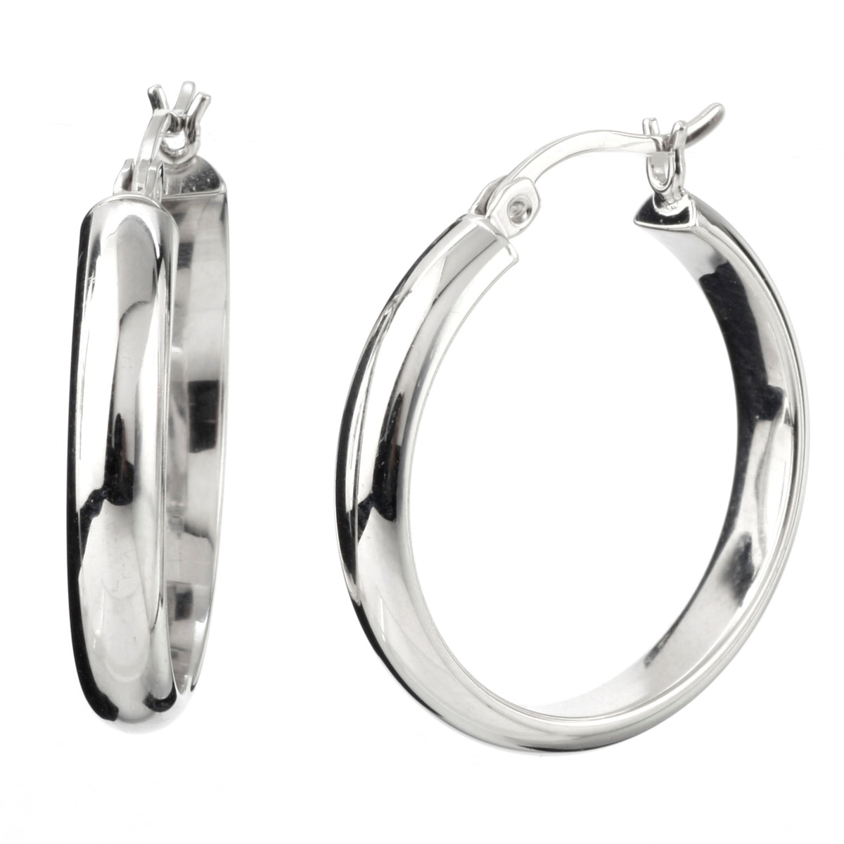 925 STERLING SILVER HALF ROUND HOOP EARRINGS 25.0 MM F27773