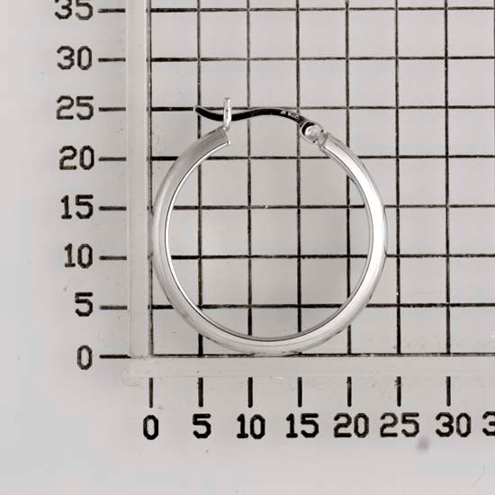 925 STERLING SILVER HALF ROUND HOOP EARRINGS 25.0 MM F27773