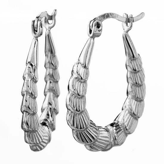 925 STERLING SILVER 25.0 MM. BACK TO BACK STRIP PATTERN CREOLE HOOP EARRINGS F28576