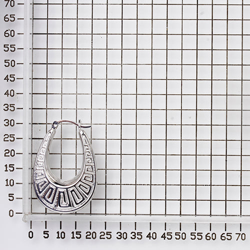 925 STERLING SILVER BACK TO BACK HOOP EARRIGS GREEKEY PATTERN F28577