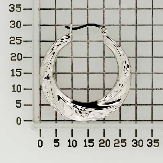 925 STERLING SILVER BACK TO BACK HOOP EARRINGS CLASS PATTERN WITH DIAMOND CUT F28581