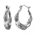 925 STERLING SILVER 20.0 MM. BACK TO BACK WAVES PATTERN CREOLE HOOP EARRINGS F28607