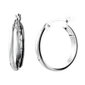 925 STERLING SILVER HALF ROUND HOOP EARRINGS 15.0 MM F29290