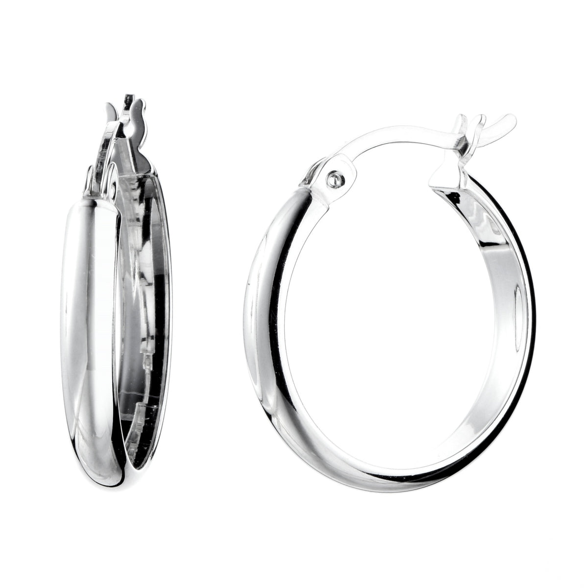 925 STERLING SILVER HALF ROUND HOOP EARRINGS 15.0 MM F29290