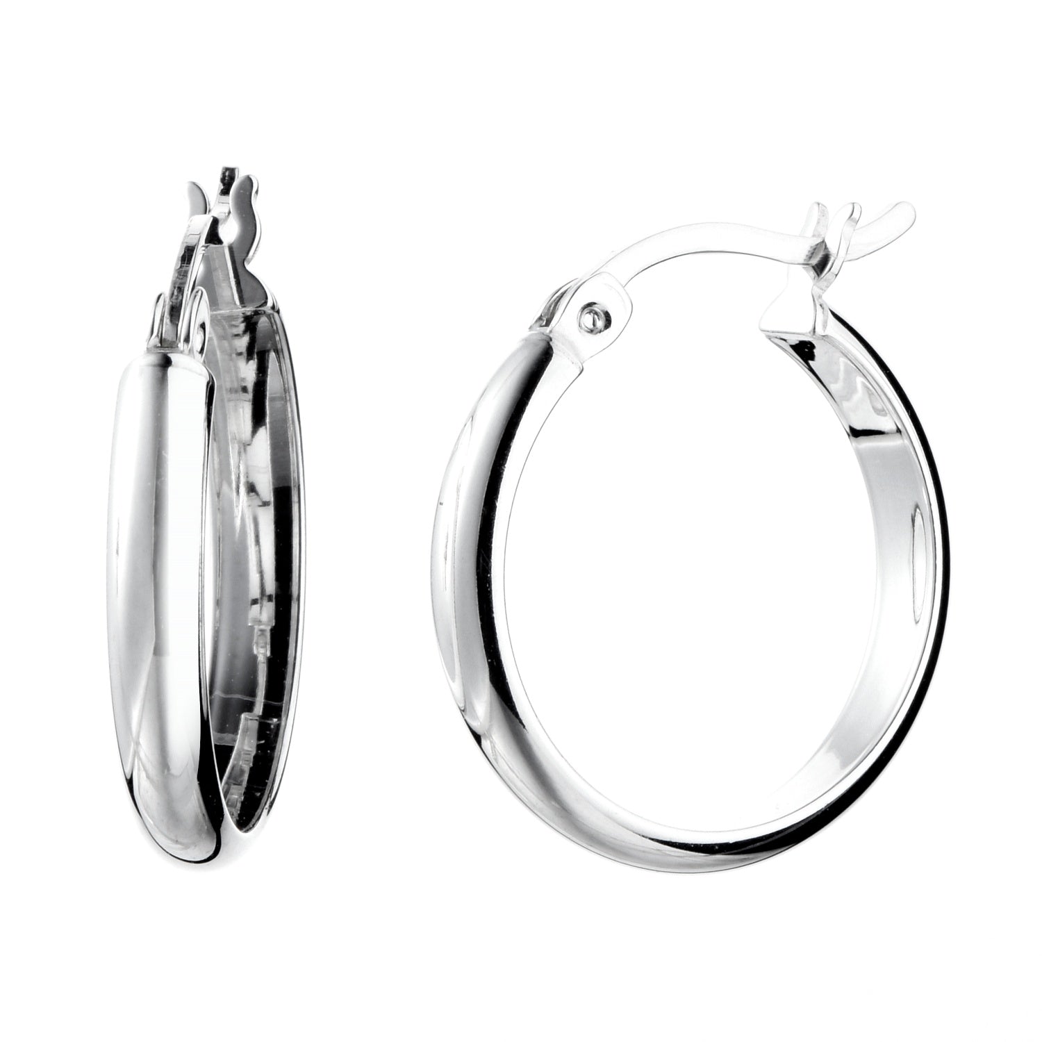 925 STERLING SILVER HALF ROUND HOOP EARRINGS 15.0 MM F29290