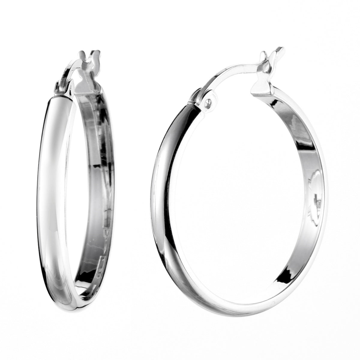 925 STERLING SILVER HALF ROUND HOOP EARRINGS 20.0 MM F29291