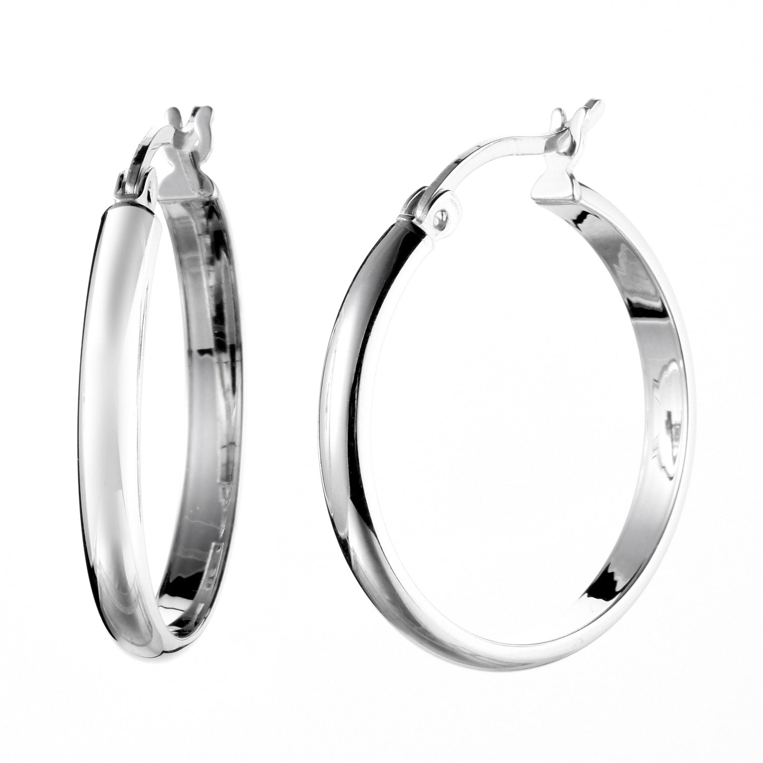 925 STERLING SILVER HALF ROUND HOOP EARRINGS 20.0 MM F29291