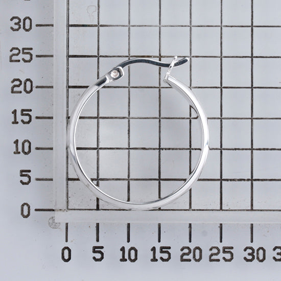 925 STERLING SILVER HALF ROUND HOOP EARRINGS 20.0 MM F29291