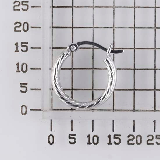 925 STERLING SILVER 15.0 MM. TWO ROPES AND ONE PLAIN TUBE HOOP EARRINGS F31487