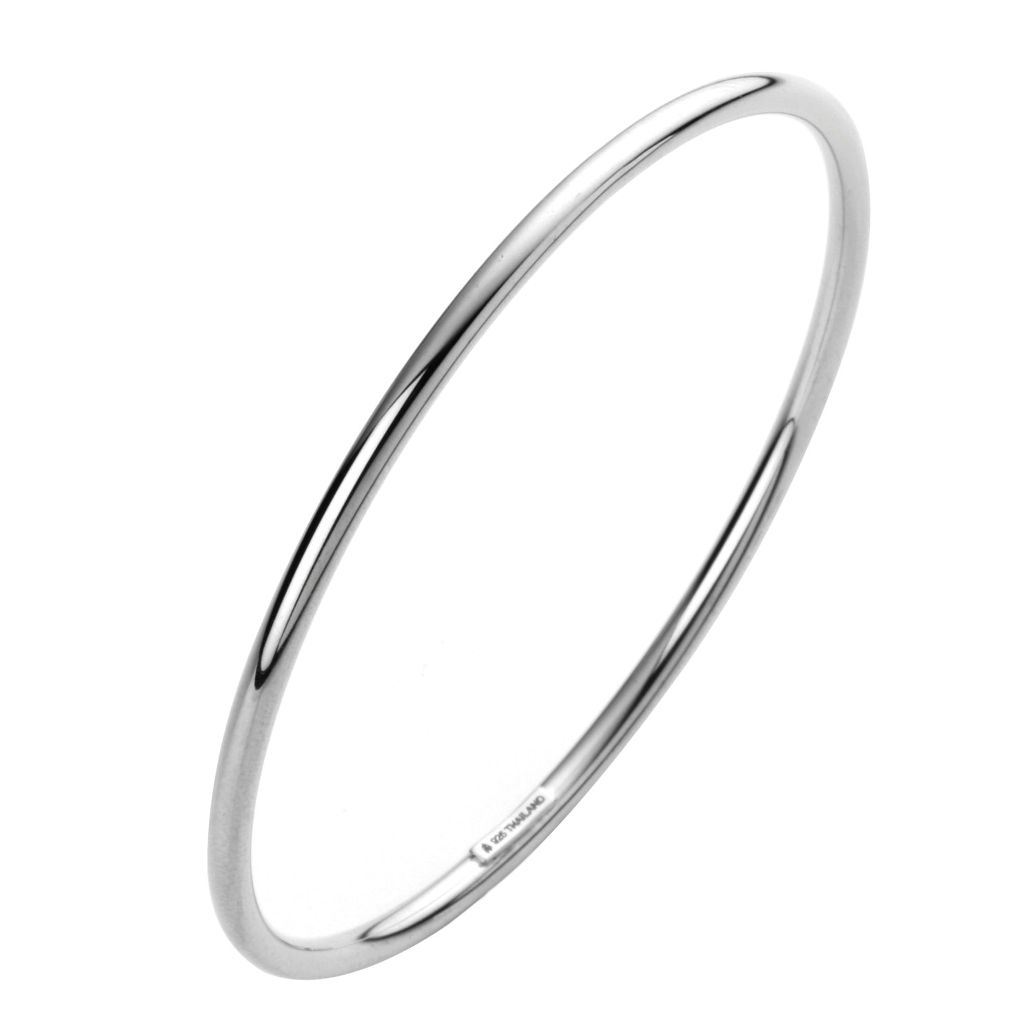 925 STERLING SILVER CLASSIC THIN ROUND SLIP ON BANGLE F32092