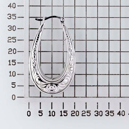 925 STERLING SILVER BACK TO BACK HOOP EARRINGS FILIGREE PATTERN F33787