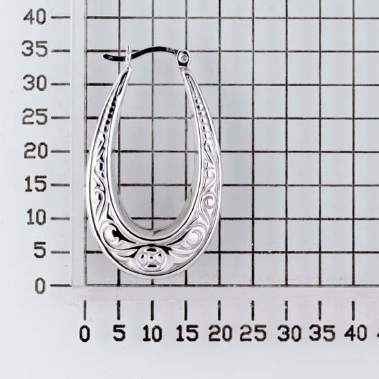 925 STERLING SILVER BACK TO BACK HOOP EARRINGS FILIGREE PATTERN F33787