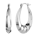 925 STERLING SILVER 25.0 MM. BACK TO BACK FACETED PATTERN CREOLE HOOP EARRINGS F33791