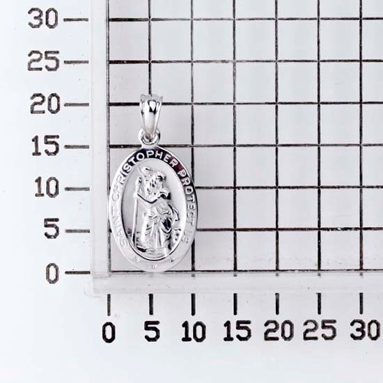925 STERLING SILVER 11.0 MM. OVAL SAINT CHRISTOPHER PENDANT F36146