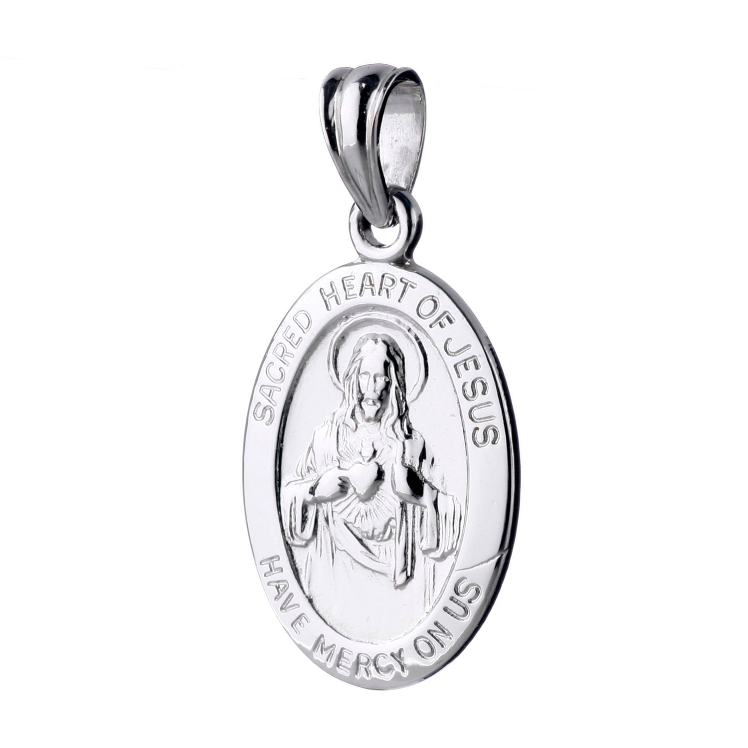 925 STERLING SILVER 15.0 MM. "HEART OF JESUS" OVAL PENDANT F36154