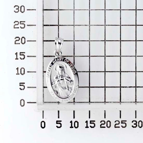 925 STERLING SILVER 15.0 MM. "HEART OF JESUS" OVAL PENDANT F36154