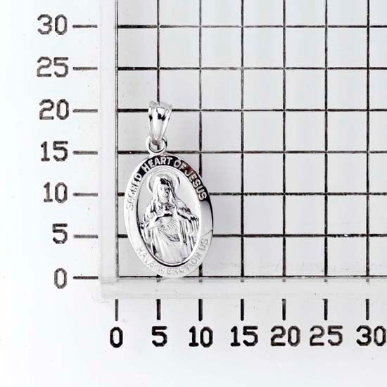 925 STERLING SILVER 15.0 MM. "HEART OF JESUS" OVAL PENDANT F36154