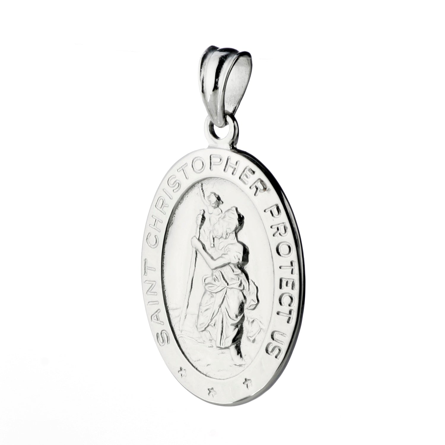 925 STERLING SILVER 14.0 MM OVAL SAINT CHRISTOPHER PENDANT F36334