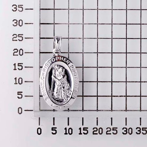 925 STERLING SILVER 14.0 MM OVAL SAINT CHRISTOPHER PENDANT F36334