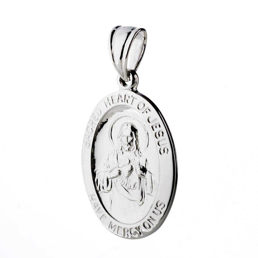 925 STERLING SILVER "HEART OF JESUS" OVAL PENDANT F36338
