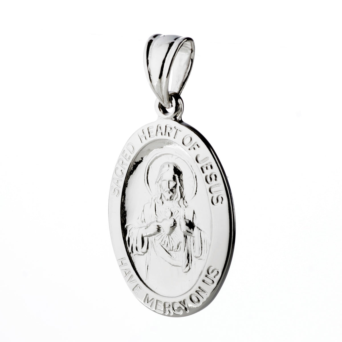 925 STERLING SILVER "HEART OF JESUS" OVAL PENDANT F36338