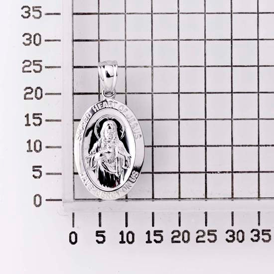 925 STERLING SILVER "HEART OF JESUS" OVAL PENDANT F36338