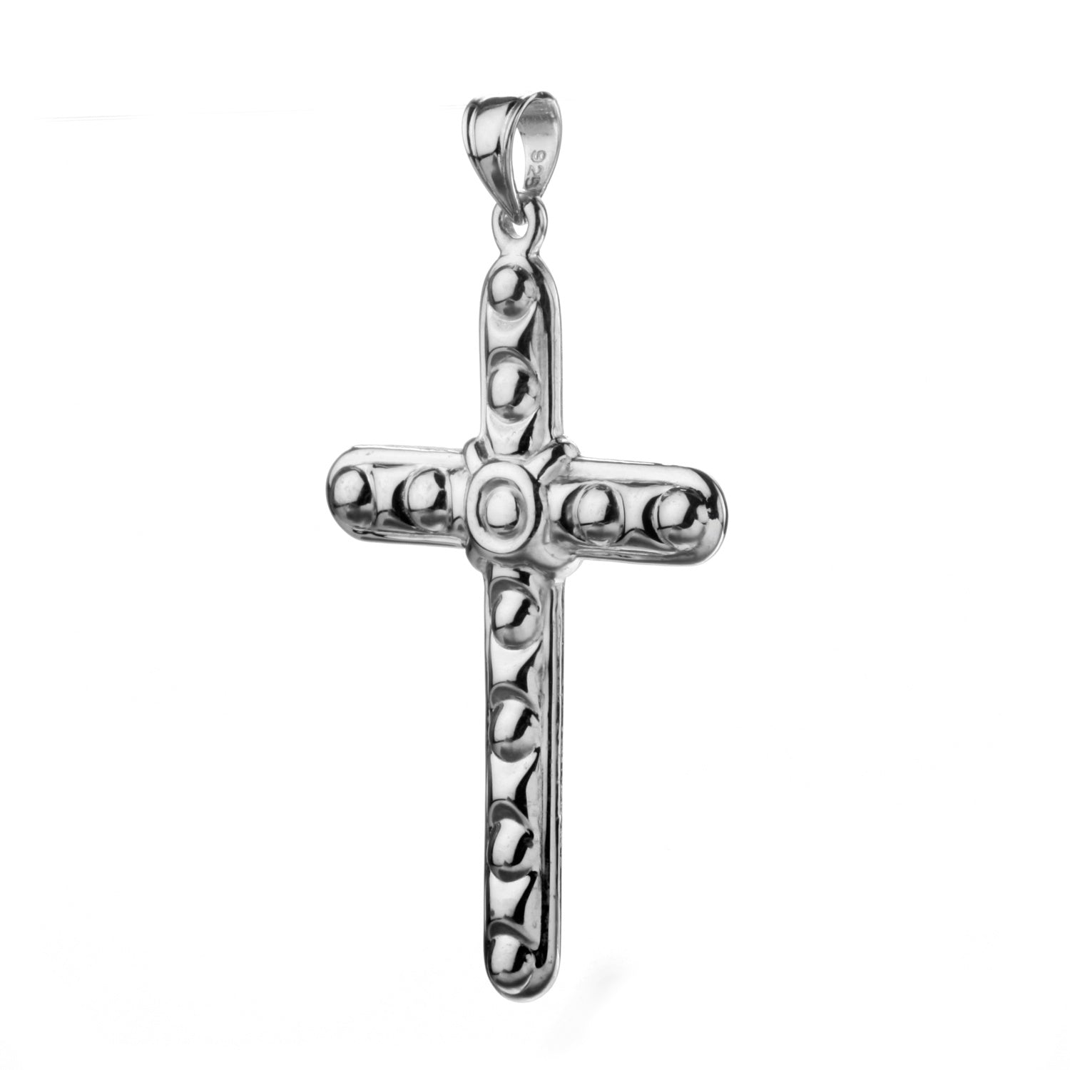 925 STERLING SILVER DOT CROSS PENDANT 40.0 MM.