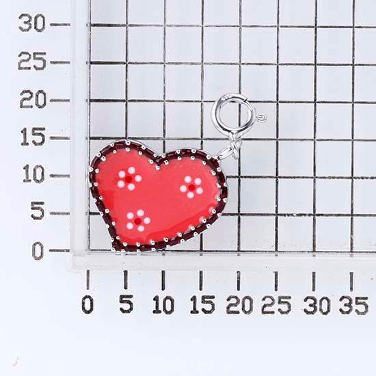 925 STERLING SILVER LITTLE FLOWER IN HEART ENAMEL CHARM F37629