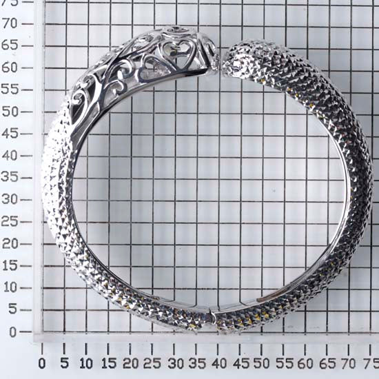 925 STERLING SILVER FILIGREE DIAMOND CUT HINGED BANGLE BRACELET F38297
