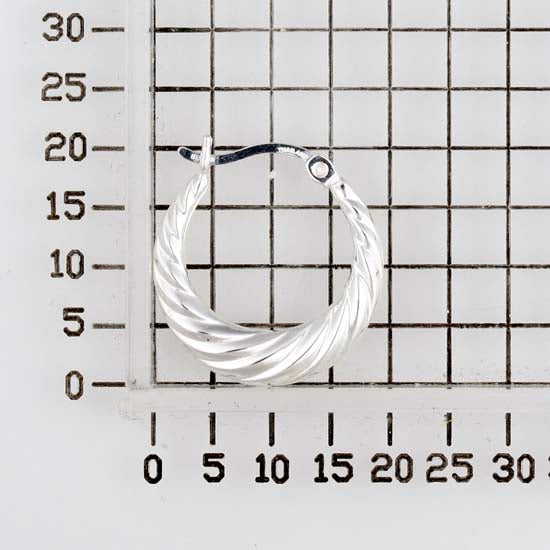 925 STERLING SILVER 20.0 MM. BACK TO BACK FAN PATTERN CREOLE HOOP EARRINGS F38633