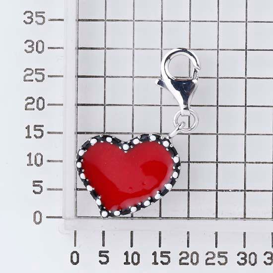 925 STERLING SILVER HEART ENAMEL CHARM F39151