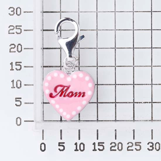 925 STERLING SILVER ENAMEL MOM HEART PENDANT CHARM F39155