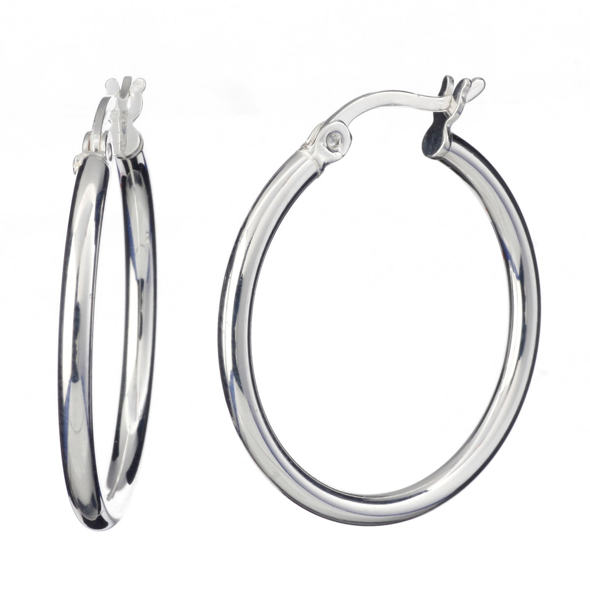 925 STERLING SILVER ROUND HOOP EARRINGS PLAIN 25.0 MM F39264
