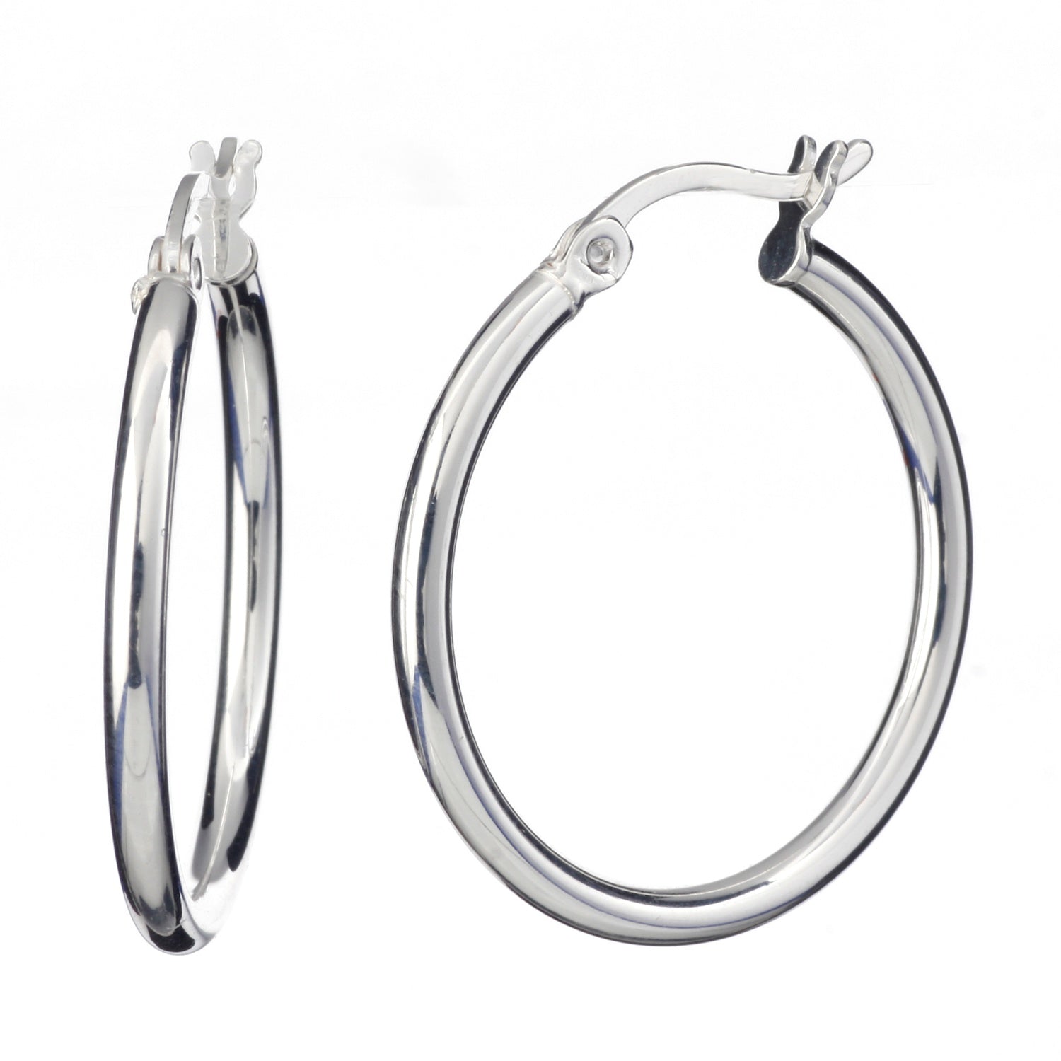 925 STERLING SILVER ROUND HOOP EARRINGS PLAIN 25.0 MM F39264
