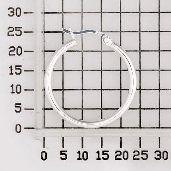 925 STERLING SILVER ROUND HOOP EARRINGS PLAIN 25.0 MM F39264