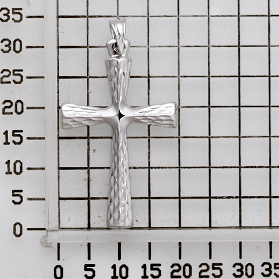 925 STERLING SILVER CLASSIC CROSS PENDANT WITH DIAMOND CUT 30.0 MM. F39451