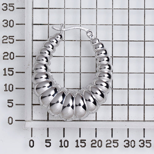 925 STERLING SILVER BACK TO BACK HOOP EARRINGS CROSSIANT SHAPE F39599