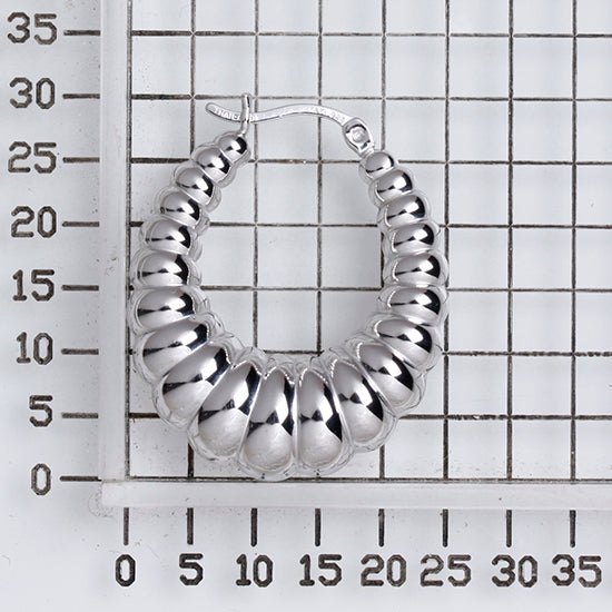 925 STERLING SILVER BACK TO BACK HOOP EARRINGS CROSSIANT SHAPE F39599