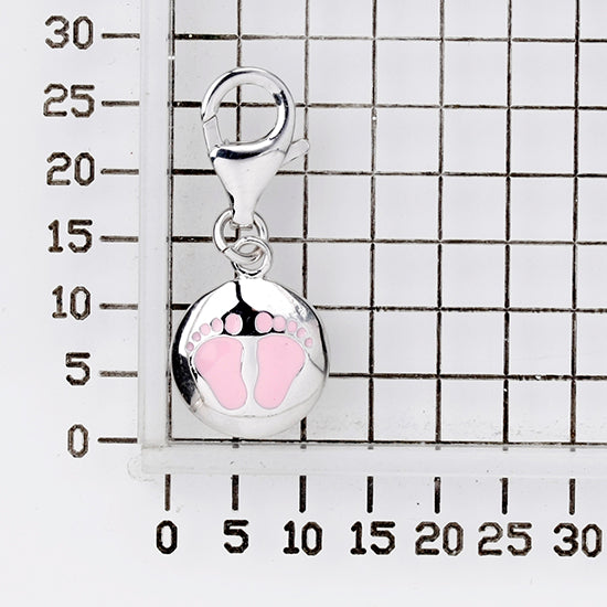 925 STERLING SILVER LITTLE BABY FOOTPRINTS ENAMEL CHARM F40186