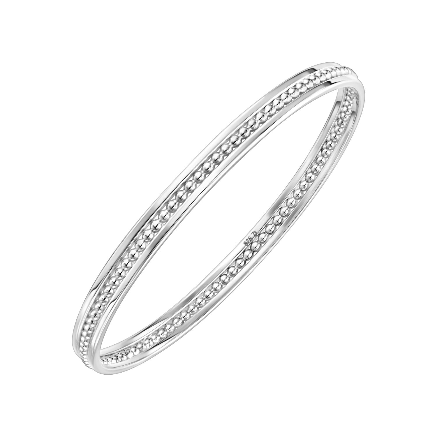 925 STERLING SILVER CAVIAR ALL ROUND SLIP ON BANGLE F40685