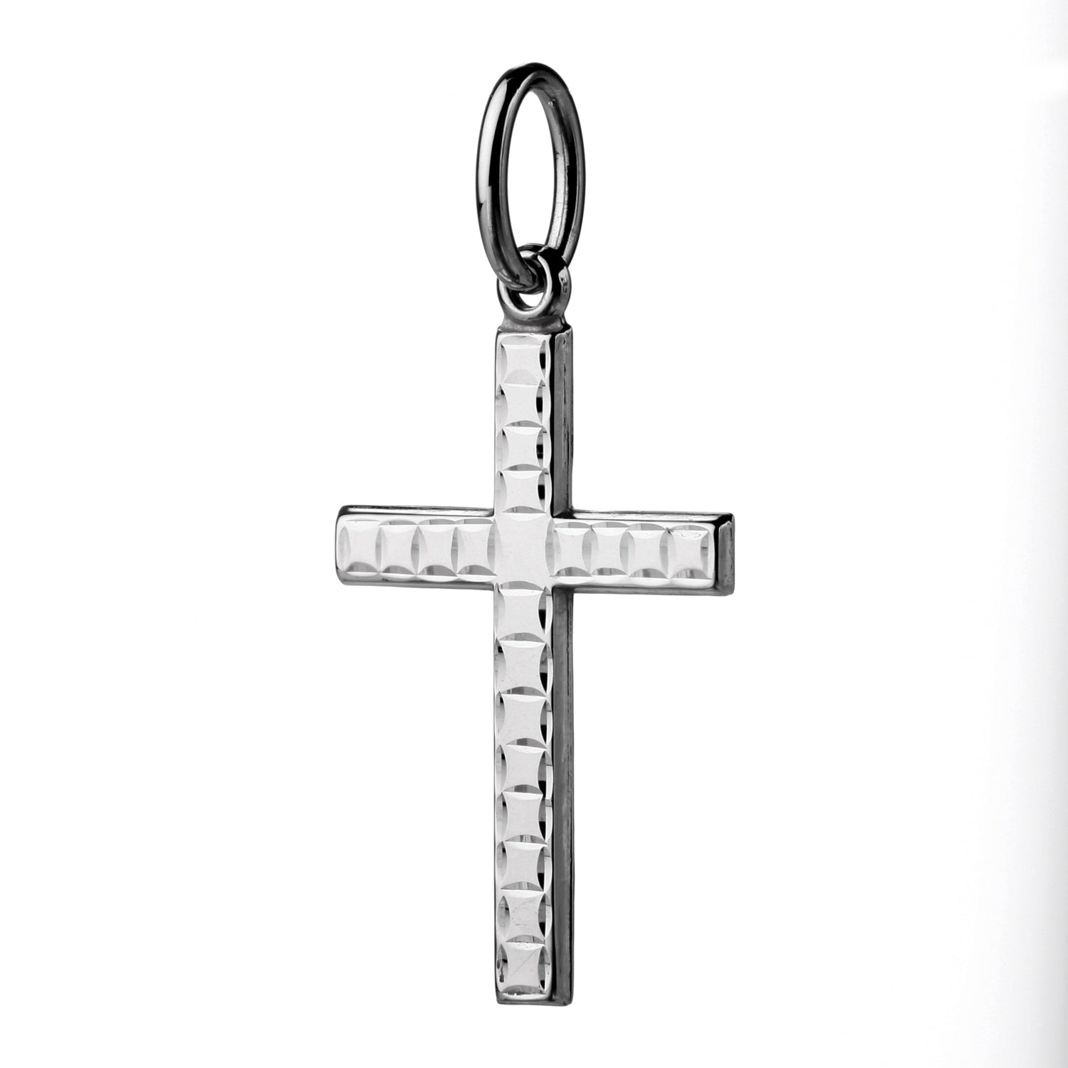 925 STERLING SILVER CLASSIC CROSS PENDANT WITH DIAMOND CUT 35.0 MM. F41643