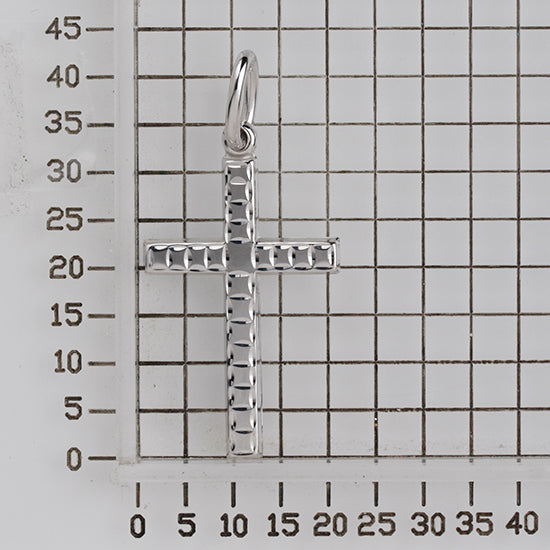 925 STERLING SILVER CLASSIC CROSS PENDANT WITH DIAMOND CUT 35.0 MM. F41643