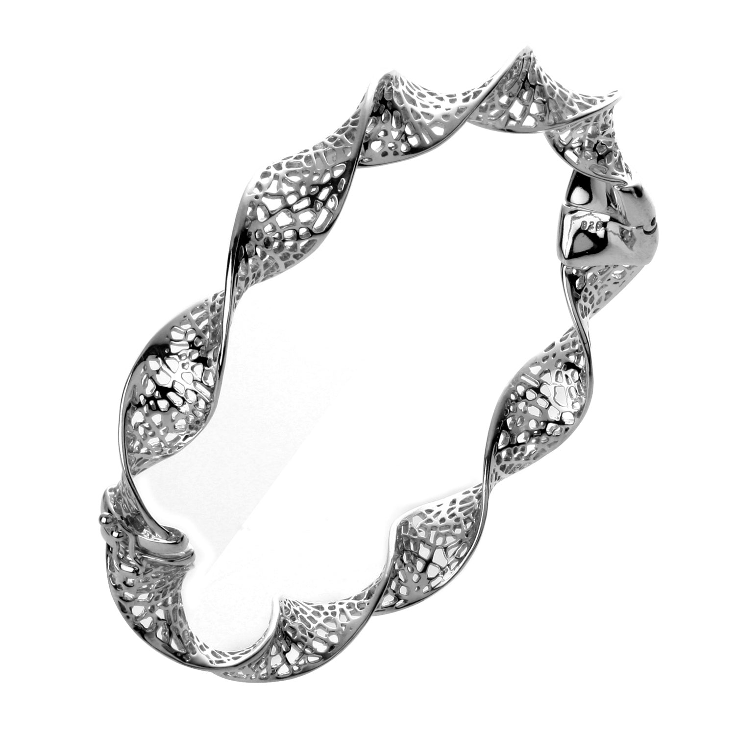 925 STERLING SILVER TWISTED FILIGREE HINGED BANGLE F42117