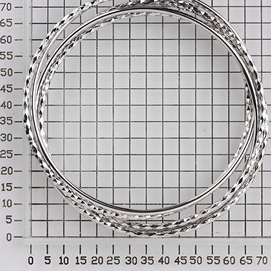 925 STERLING SILVER 5 LINKS WITH DIAMOND CUT SLIP ON BANGLE BRACELET F42413