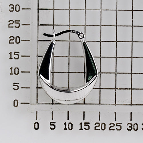 925 STERLING SILVER BACK TO BACK FOLDED PATTERN U SHAPE HOOP EARRINGS F42622