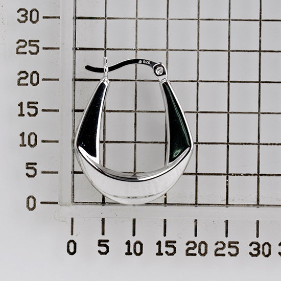 925 STERLING SILVER BACK TO BACK FOLDED PATTERN U SHAPE HOOP EARRINGS F42622