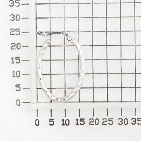 925 STERLING SILVER 25.0 MM. DIAMOND CUT TUBE OVAL SHAPE HOOP EARRINGS F43137