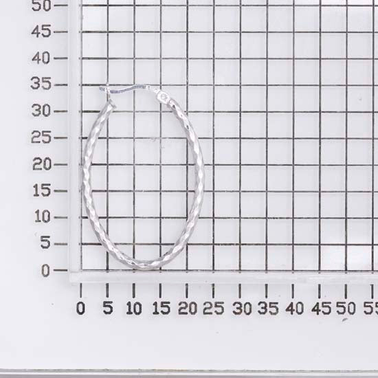 925 STERLING SILVER 35.0 MM. DIAMOND CUT TUBE OVAL SHAPE HOOP EARRINGS F43142