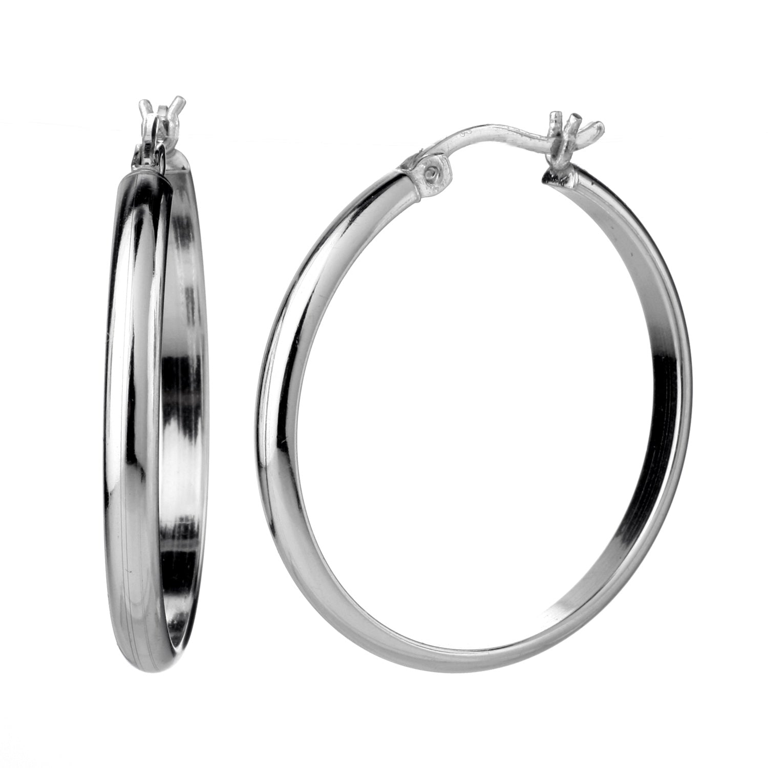 925 STERLING SILVER HALF ROUND 28.0 MM BASIC HOOPS F45232