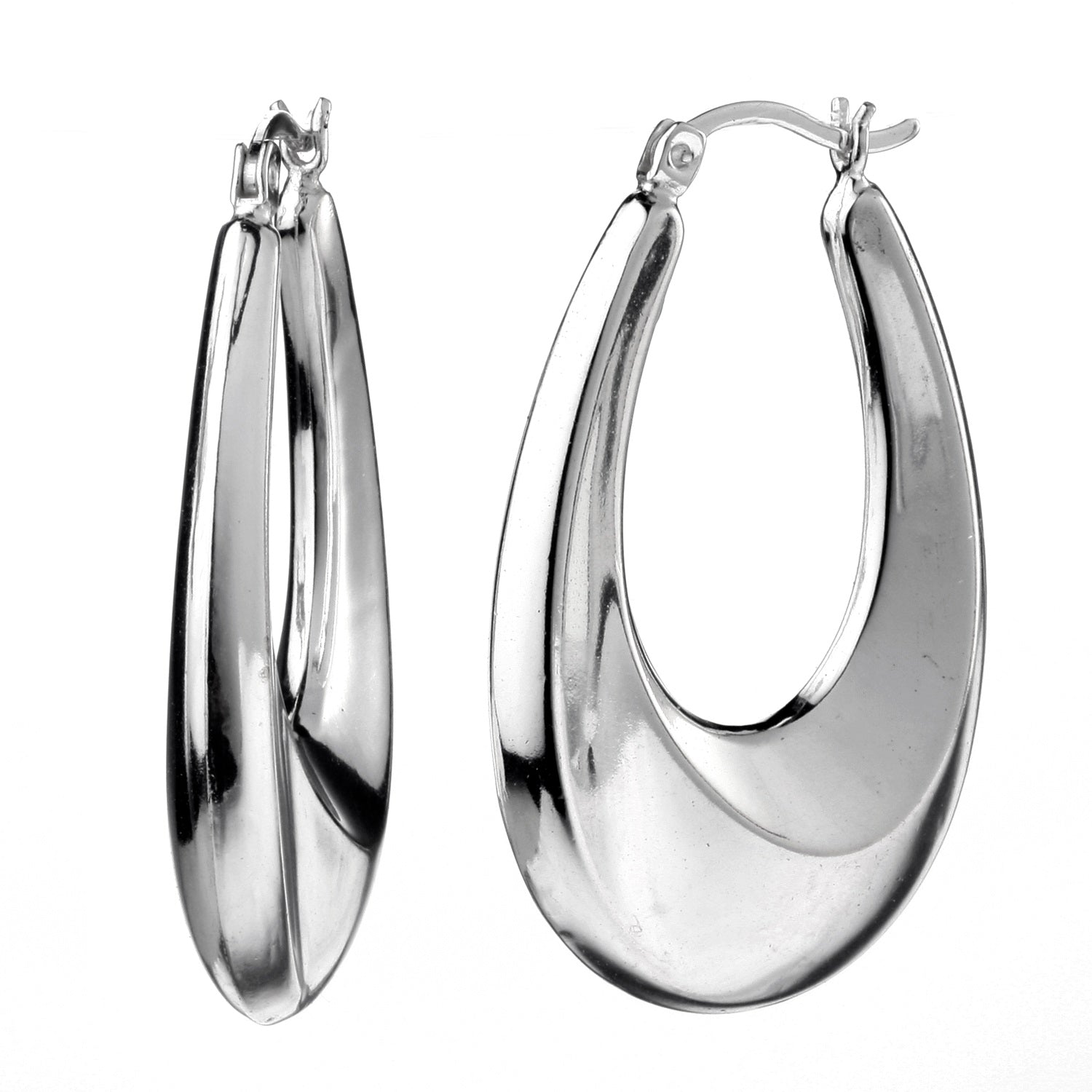 925 STERLING SILVER BACK TO BACK CLASSIC OPEN OVAL SHAPE HOOP EARRINGS F45507
